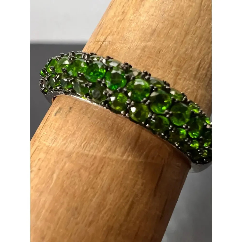Green Chrome Diopside Rhodium Over Sterling Silver Ring 1.18ctw size 9